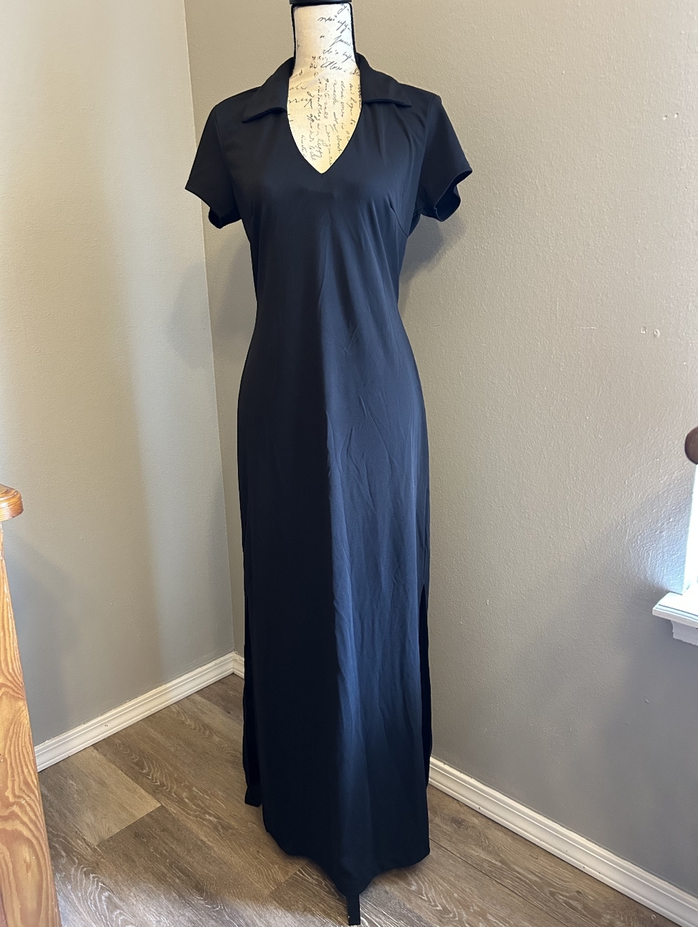 Just Choon L Collared Black Dress